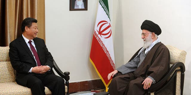 TEHRAN, IRAN - JANUARY 23: Chinese President Xi Jinping, left, meets with Supreme Leader of Iran Sayyed Ali Khamenei in Tehran, Iran on January 23, 2016. 