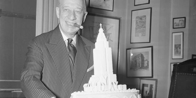 Former governor, and three-time presidential candidate, Alfred E. Smith celebrated his 69th birthday in a press interview at his offices in the Empire State Building. Smith was president of Empire State Inc., which built the Empire State Building. 