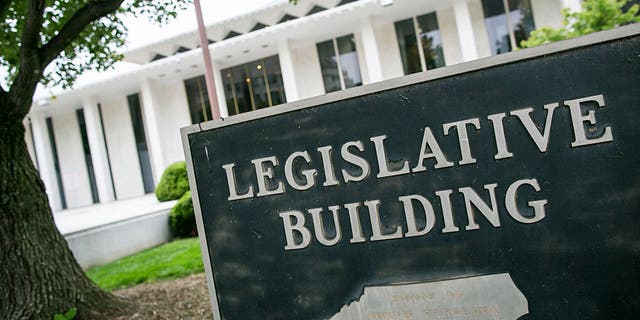 The North Carolina state legislature building is seen in Raleigh, NC