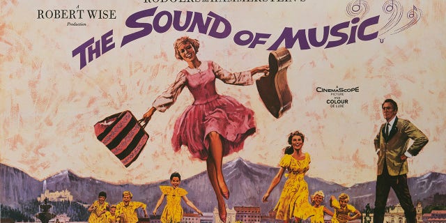 A poster for the British release of Robert Wise's 1965 musical, "The Sound of Music," starring Julie Andrews and Christopher Plummer.