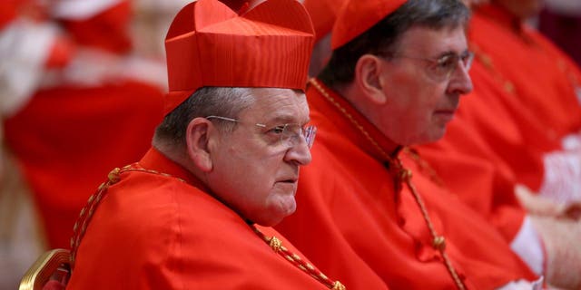 Cardinal Raymond Leo Burke participates in the consistory for the creation of new Cardinals led by Pope Francis in St. Peter's Basilica.