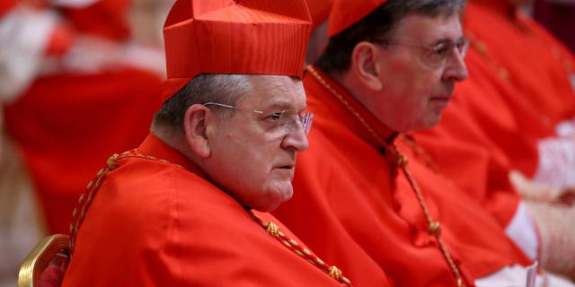 Cardinal Raymond Leo Burke participates in the consistory for the creation of new Cardinals led by Pope Francis in St. Peter's Basilica.