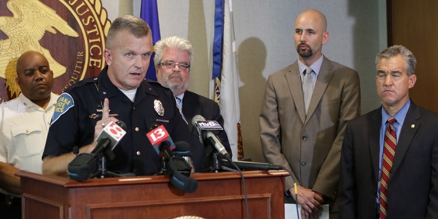 Indiana State Police Superintendent Doug Carter is seen here speaking about the investigation of Subway pitchman Jared Fogle during a press conference on August 19, 2015, at the United States Attorney's Office in Indianapolis, Indiana. 