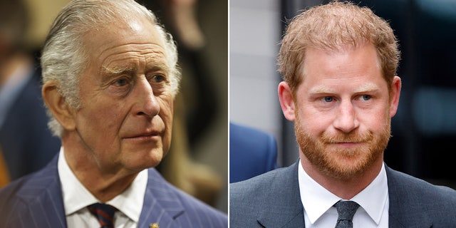 It is believed that King Charles III, left, never met with his son, Prince Harry, right, before he embarked on his state visit to Germany Wednesday.