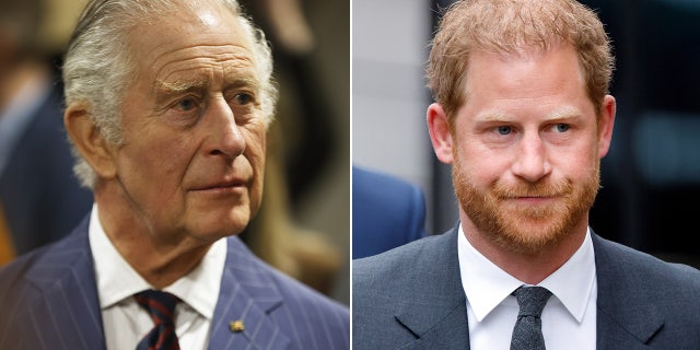 It is believed that King Charles III, left, never met with his son, Prince Harry, right, before he embarked on his state visit to Germany Wednesday.