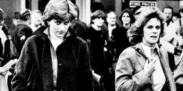 Lady Diana Spencer, left, and Camilla Parker-Bowles appear at Ludlow Races where Prince Charles is competing, circa 1980.