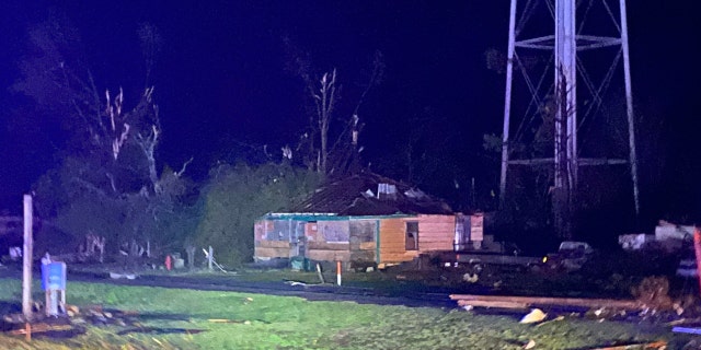 Destruction from a tornado was shown overnight in Silver City, Mississippi.