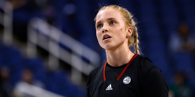 Hailey Van Lith of the Louisville Cardinals during the first half of a game against the Notre Dame Fighting Irish in the semifinals of the ACC women's basketball tournament at Greensboro Coliseum on March 4, 2023 in Greensboro, NC
