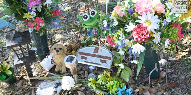 A grave marker for Maggie Murdaugh at Hampton Cemetery in Hampton, South Carolina, Sunday, March 5, 2023. Maggie was murdered by her husband, Alex Murdaugh, in 2021.