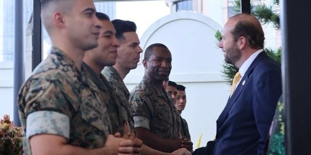 House Ways & Means Chair Jason Smith meets with U.S. Marines stationed in Guyana.