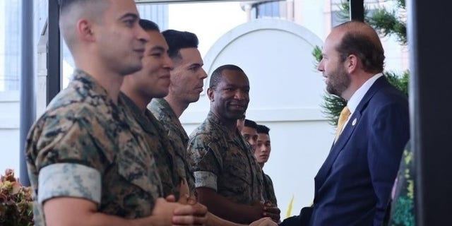 House Ways & Means Chair Jason Smith meets with U.S. Marines stationed in Guyana.