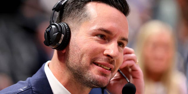 JJ Redick announces the game between the Los Angeles Lakers and the Nuggets at Ball Arena on October 26, 2022 in Denver.