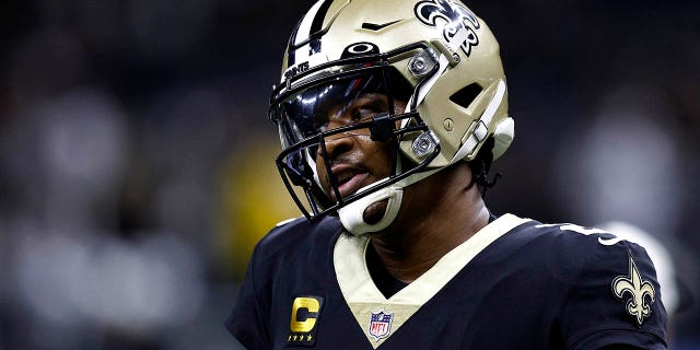 Jameis Winston of the Saints on the field during the Las Vegas Raiders game at Caesars Superdome on Oct. 30, 2022, in New Orleans.