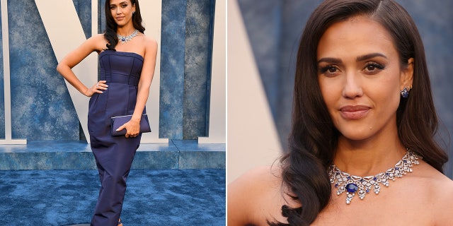 Jessica Alba kandis 2023. aasta Vanity Fairi Oscarite peol kaunist paelavaba kleiti.