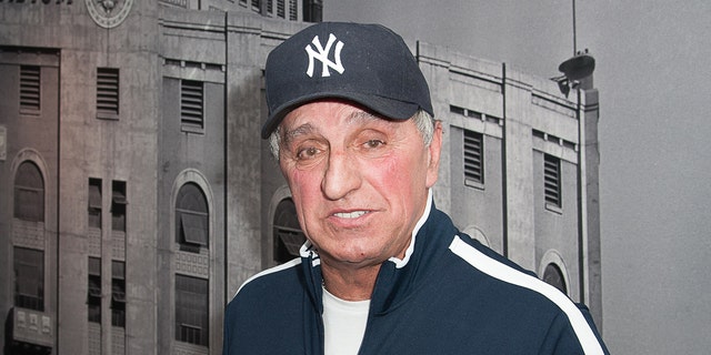 Former New York Yankee Joe Pepitone attends the press conference announcing Mickey Mantle Signed Contract Auction To Assist Hurricane Sandy New Jersey Relief Fund at Yogi Berra Museum &amp;amp; Learning Center on April 29, 2013 in Montclair, New Jersey.