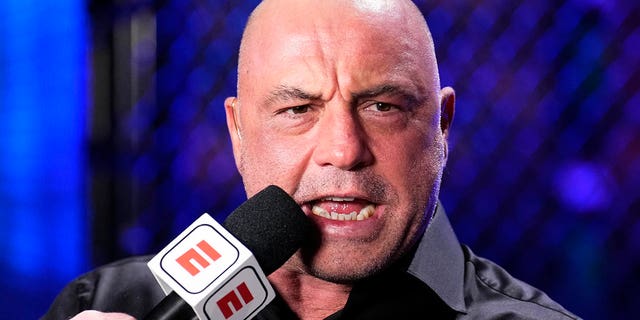 Joe Rogan hosts the broadcast during the UFC 281 event at Madison Square Garden on November 12, 2022 in New York City.