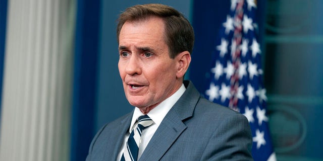 National Security Council spokesman John Kirby speaks during a press briefing at the White House on March 2, 2023.
