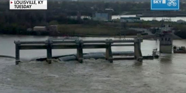 Drone footage shows several barges that are currently on the loose in the Ohio River.