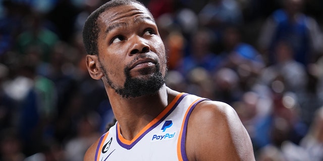 Kevin Durant of the Phoenix Suns during a game March 5, 2023, at the American Airlines Center in Dallas.