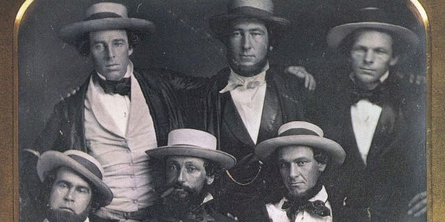 The Knickerbocker Base Ball Club was formed in 1842 by members of the earlier (founded 1837) Gotham Club and wrote down the first rules of the game in 1845. Front row, from left, Duncan Curry, Daniel "Doc" Adams — considered by many the true "father of baseball" — and Henry Tiebout. Back row, from left, Alfred Cartwright, Alexander Cartwright, remembered in baseball lore for recording baseball’s first rules, and William Wheaton. 