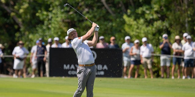 Cameron Smith of RIPPER GC plays a shot during the LIV Golf Invitational - Mayakoba at El Camaleon at Mayakoba on Feb. 24, 2023 in Playa del Carmen, Mexico.