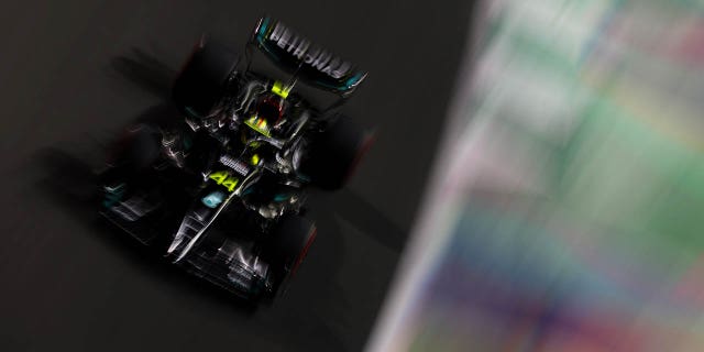 Lewis Hamilton, of Great Britain driving the #44 Mercedes AMG Petronas F1 Team W14, on track during the F1 Grand Prix of Saudi Arabia at Jeddah Corniche Circuit on March 19, 2023 in Jeddah, Saudi Arabia.