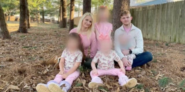 Former sex worker Lindsey Edwards alleges that Alex Murdaugh raped and beat her. She poses with her four children and her husband.