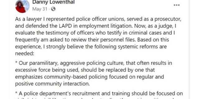 Judge Daniel Lowenthal's post on policing.