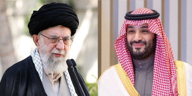 Ayatollah Ali Khamenei de Irán, izquierda, y Mohammed bin Salman Al Saud de Arabia Saudita, derecha.  El viernes, Irán y Arabia Saudita anunciaron su acuerdo para reanudar las relaciones diplomáticas y poner fin a años de hostilidad.