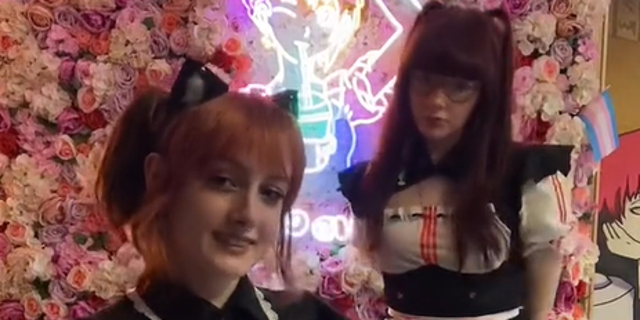 'Maids' at Manchester, England's Japanese otaku-style 'maid cafe' pose in a snippet of a TikTok video.