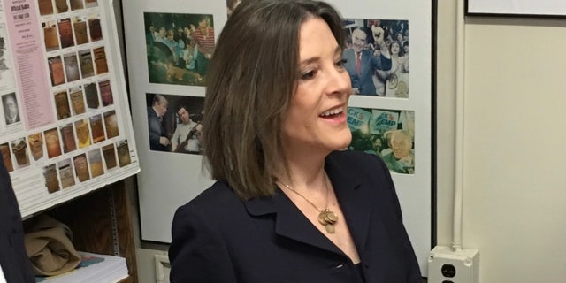 Democratic presidential candidate Marianne Williamson files to place her name on the 2020 New Hampshire primary ballot, at the Statehouse in Concord, N.H. in November 2019