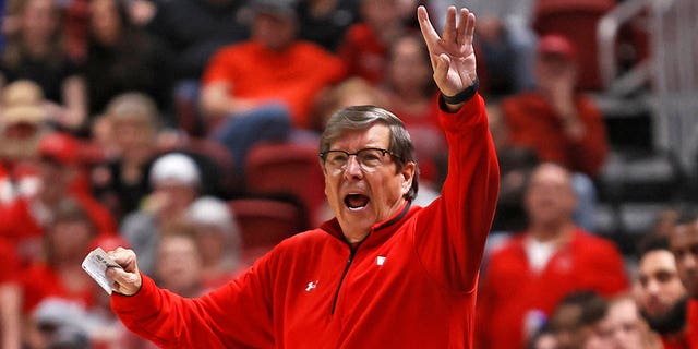 Texas Tech coach Mark Adams yells to players during the second half of the team's NCAA college basketball game against Oklahoma State, Saturday, March 4, 2023, in Lubbock, Texas. 