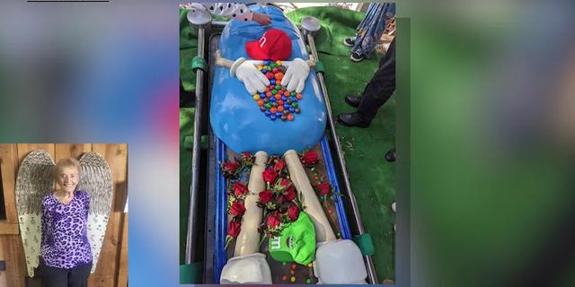 Mary Stocks Martin built her own M&M-shaped casket in honor of her nickname. Schoolchildren often thought her initials looked like the word M&M when written in cursive.