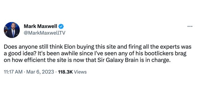 KSDK News political editor Mark Maxwell slammed supporters of Twitter owner Elon Musk as "bootlickers."