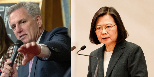 Speaker of the House Kevin McCarthy, left, is expected to meet next week with Taiwanese President Tsai Ing-wen in California.