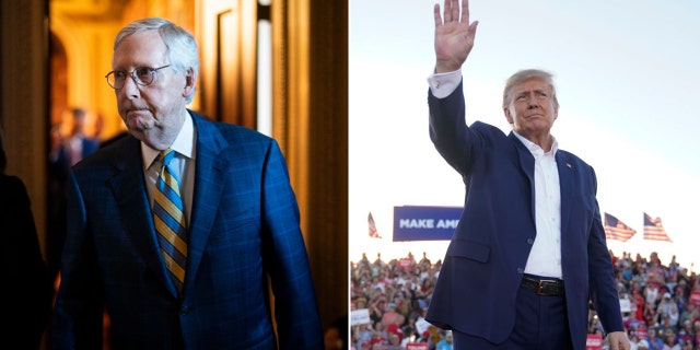 Mitch McConnell's bureau indicated that it did not presently person a connection connected erstwhile President Donald Trump's indictment. (Getty Images)