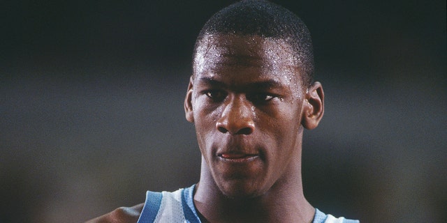 University of North Carolina's Michael Jordan on the court.