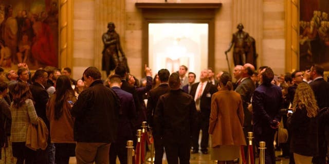 Republican Rep. Mike Johnson led a Christian history tour of the Capitol Tuesday night that included 80 pastors and their spouses from 16 states, as well as many current and former lawmakers.