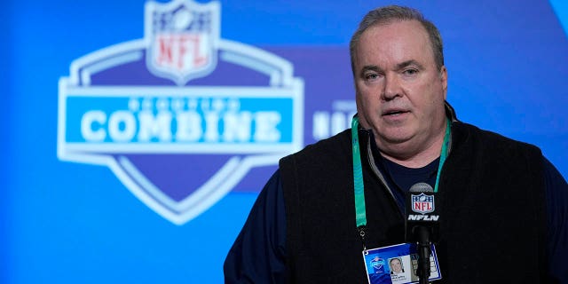 Dallas Cowboys head coach Mike McCarthy speaks during a press conference at the NFL football scouting combine in Indianapolis, Wednesday, March 1, 2023.