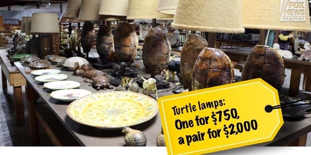 A pair of lamps with stems made out of turtle shells sold for $2,000.