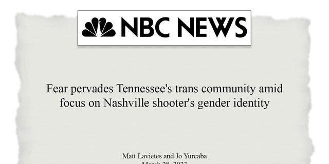 NBC News raised eyebrows with its headline after Monday's mass shooting at a Christian private school in Nashville.