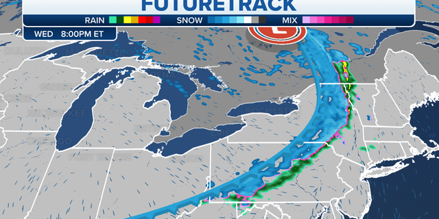 The futuretrack in the East through Wednesday night 