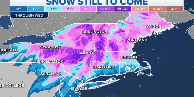Snow expected in the Northeast through Wednesday