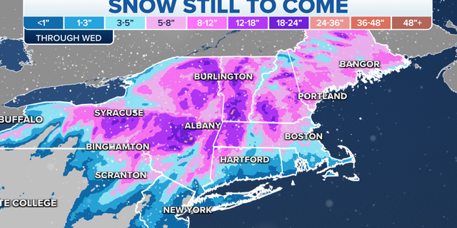 Snow expected in the Northeast through Wednesday