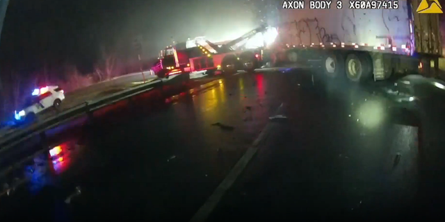 The tow truck involved in the crash in Allamuchy Township was carrying a box truck behind it.
