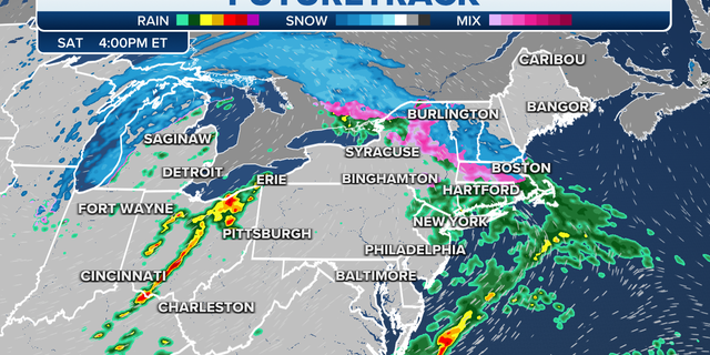 The futuretrack in the Northeast, New England and Great Lakes on Saturday afternoon