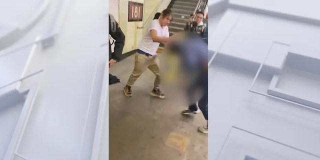 Screenshot of the viral video of a 15-year-old autistic boy being attacked by a group of teens at a NYC subway station.