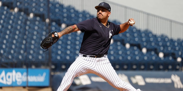 Nestor Cortes of the New York Yankees pitches during spring training at George M. Steinbrenner Field Feb. 23, 2023, in Tampa, Fla.