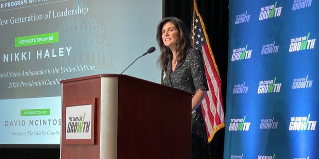 Former ambassador and former South Carolina Gov. Nikki Haley speaks at a donor conference hosted by the conservative group Club for Growth, on March 4, 2023, in Palm Beach, Florida. (Fox News)