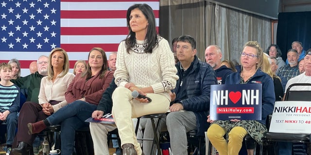 Nikki Haley, the former ambassador to the United Nations and former two-term South Carolina governor who's running for the 2024 Republican presidential nomination, holds a town hall in Salem, N.H., March 28, 2023.